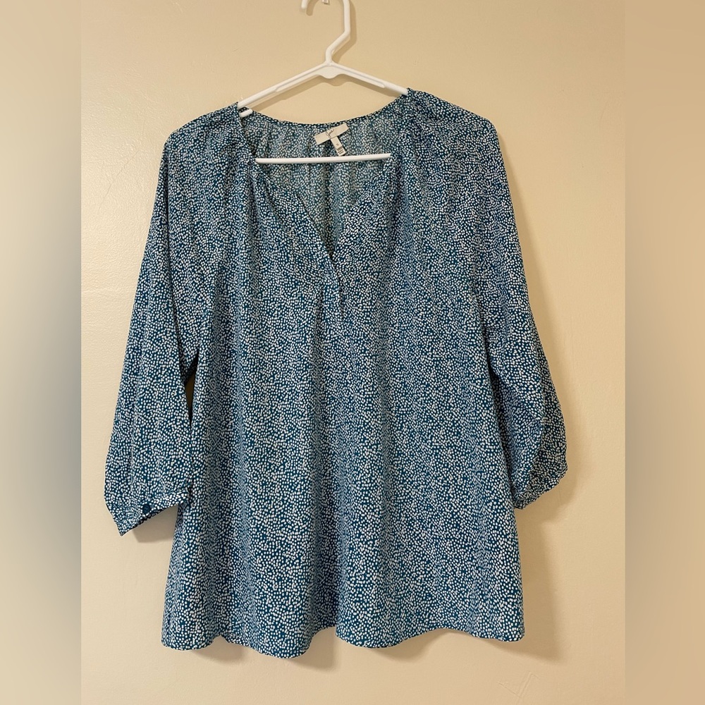 Joie Teal and White Printed Tunic
